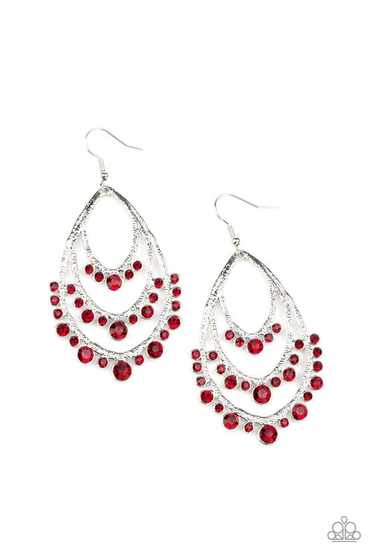 Paparazzi Accessories - Break Out In Tiers - Red Earring - Bling by JessieK