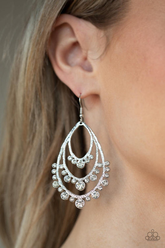 Paparazzi Accessories - Break Out In Tiers - White Earrings - Bling by JessieK