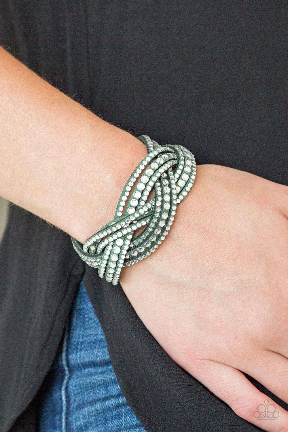 Paparazzi Accessories - Bring On The Bling - Green Wrap Bracelet - Bling by JessieK