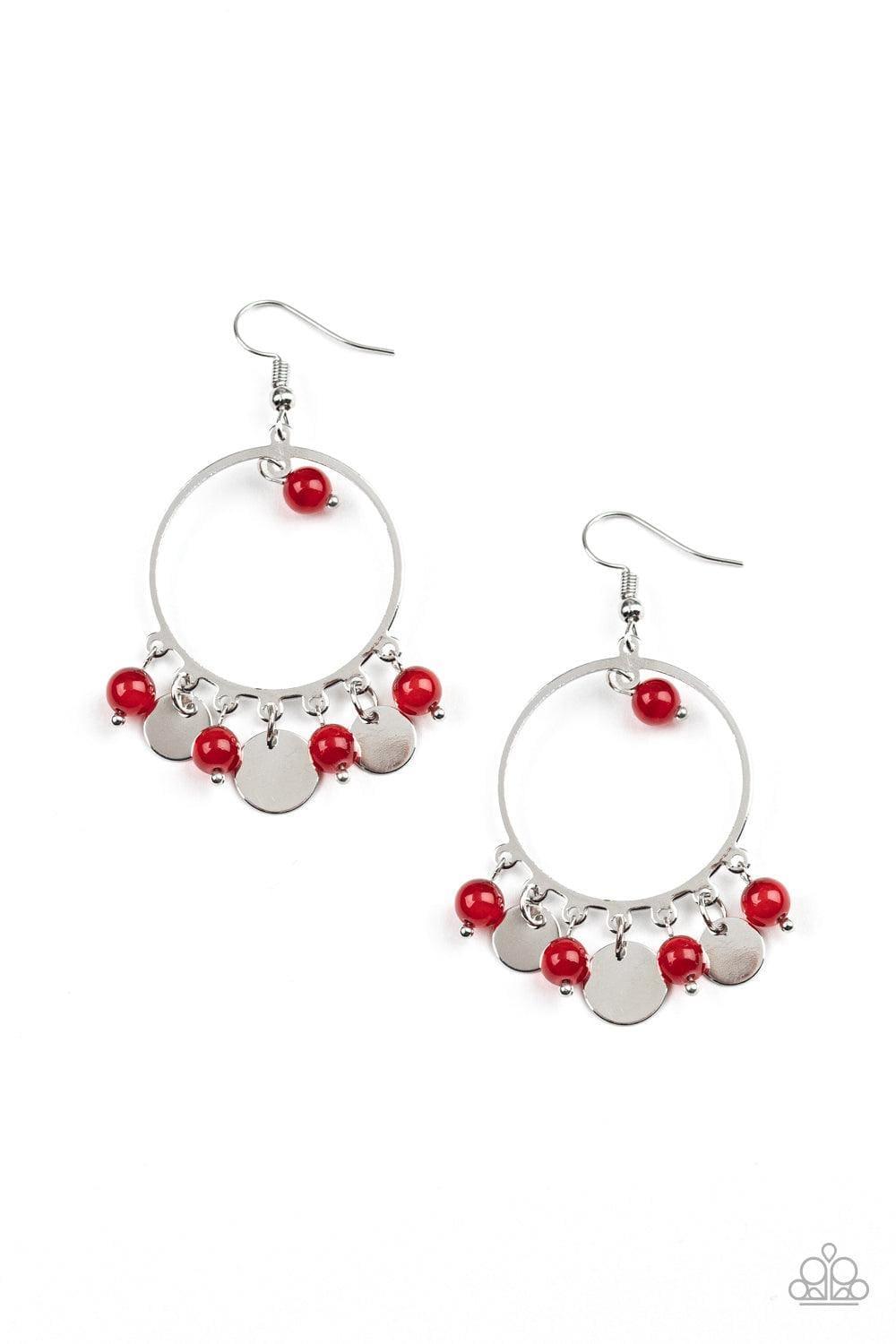 Paparazzi Accessories - Bubbly Buoyancy - Red Earrings - Bling by JessieK