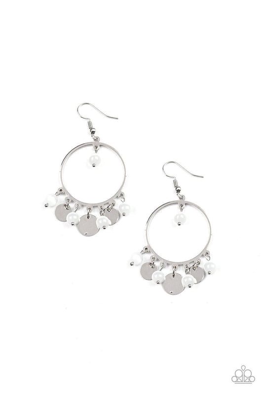 Paparazzi Accessories - Bubbly Buoyancy - White Earrings - Bling by JessieK