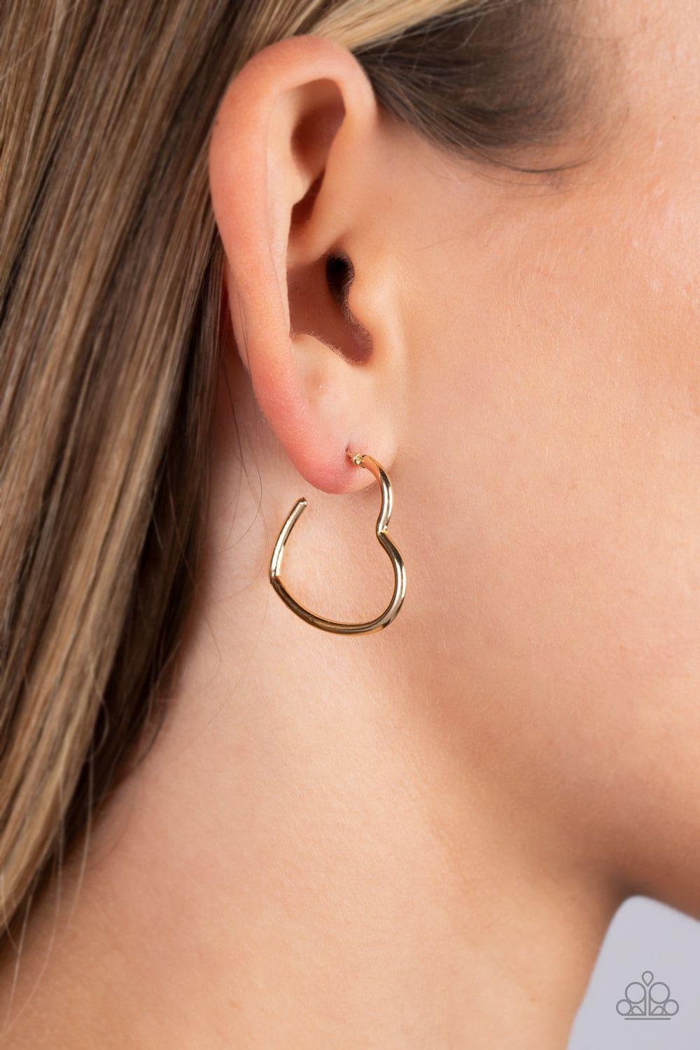 Paparazzi Accessories - Burnished Beau - Gold Dainty Hoop Earrings - Bling by JessieK