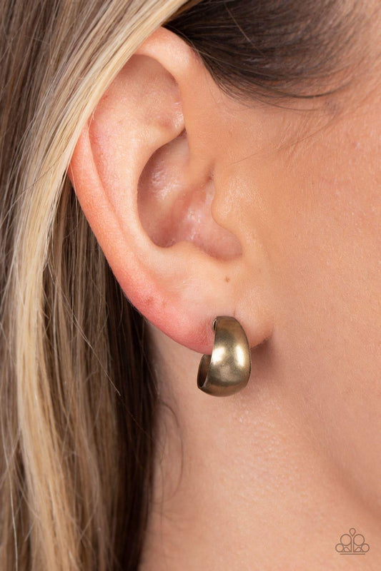 Paparazzi Accessories - Burnished Beauty - Brass Dainty Hoop Earrings - Bling by JessieK