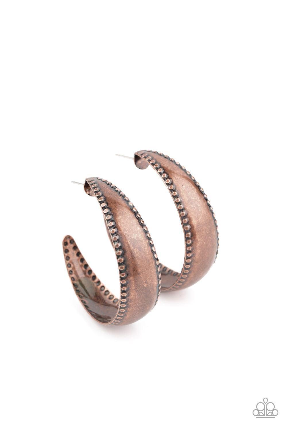 Paparazzi Accessories - Burnished Benevolence - Copper Hoop Earrings - Bling by JessieK