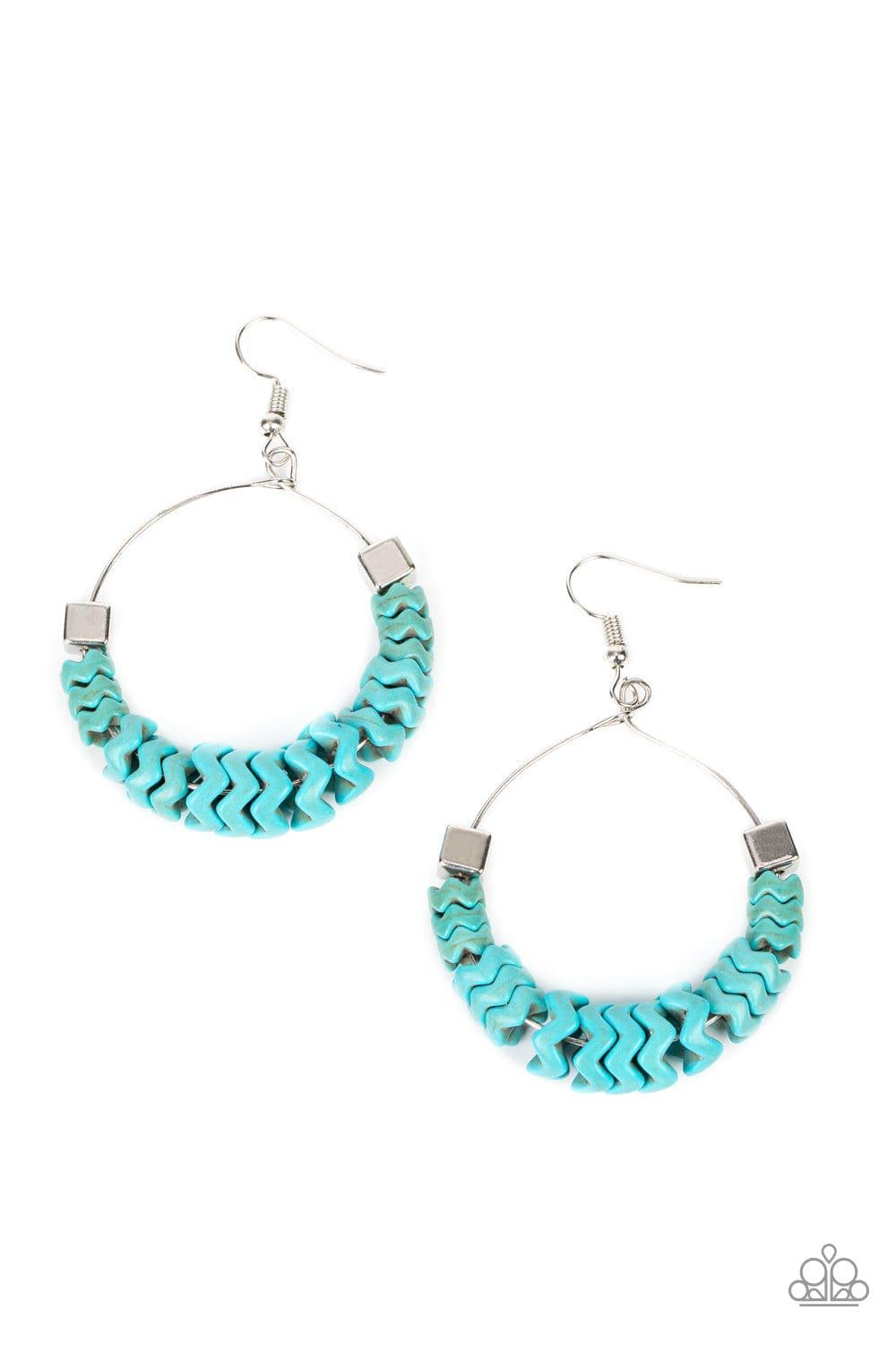 Paparazzi Accessories - Capriciously Crimped - Blue Earrings - Bling by JessieK