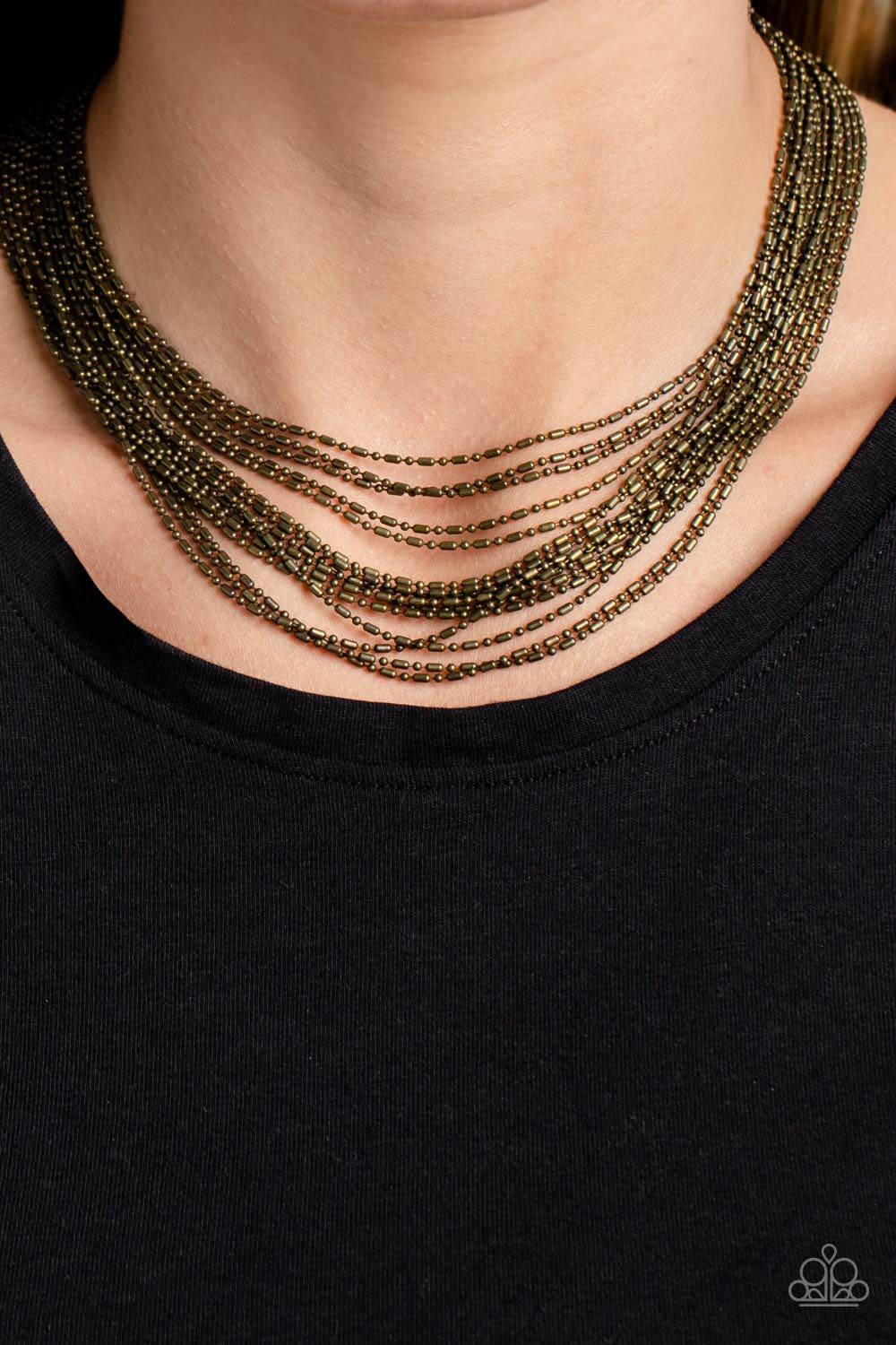 Paparazzi Accessories - Cascading Chains - Brass Necklace - Bling by JessieK