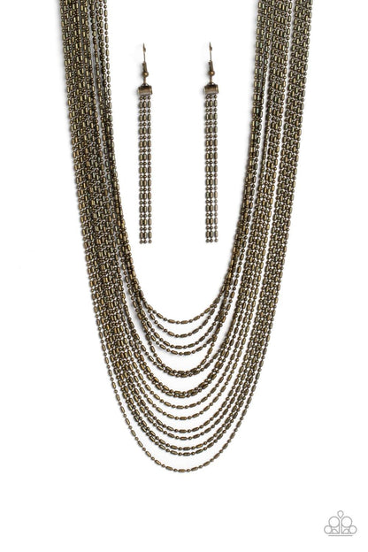 Paparazzi Accessories - Cascading Chains - Brass Necklace - Bling by JessieK