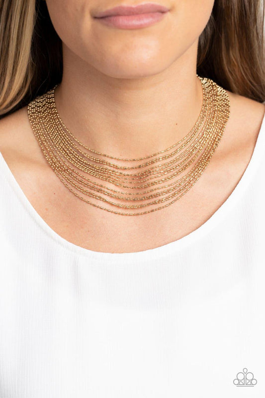 Paparazzi Accessories - Cascading Chains - Gold Necklace - Bling by JessieK