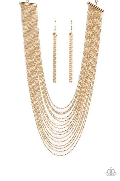 Paparazzi Accessories - Cascading Chains - Gold Necklace - Bling by JessieK