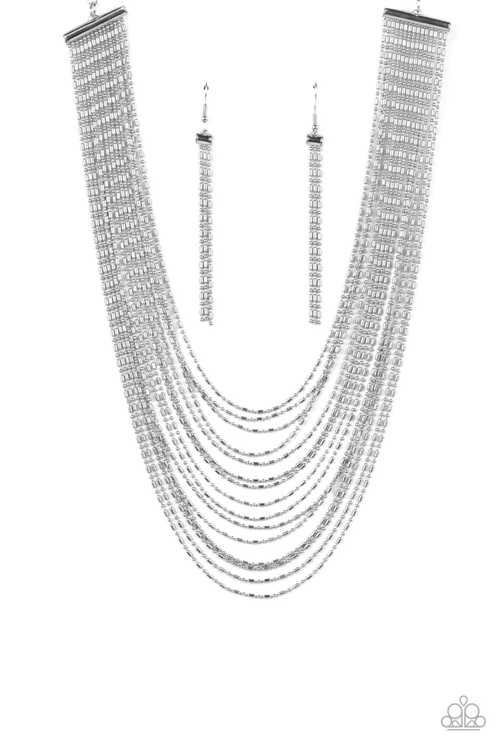Paparazzi Accessories - Cascading Chains - Silver Necklace - Bling by JessieK