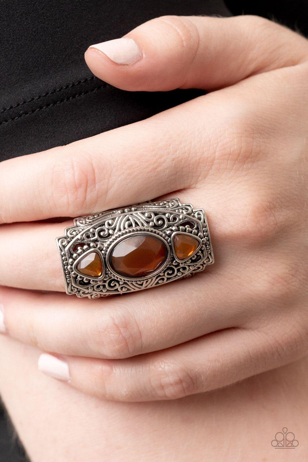 Paparazzi Accessories - Castle Terrace - Brown Ring - Bling by JessieK