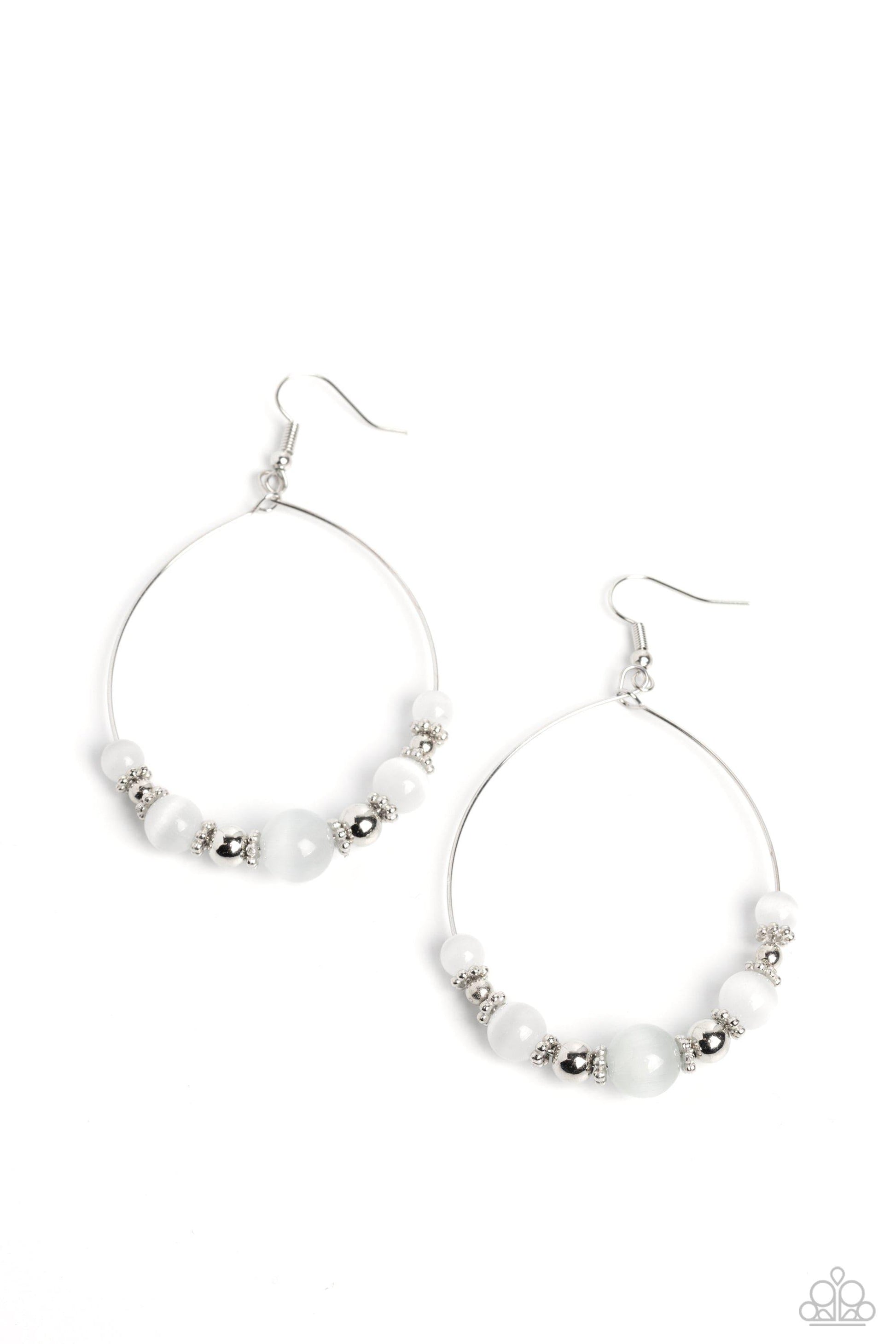 Paparazzi Accessories - Cats Eye Charisma - White Earrings - Bling by JessieK