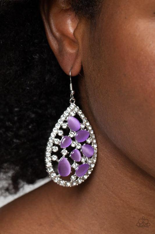 Paparazzi Accessories - Cats Eye Class - Purple Earrings - Bling by JessieK