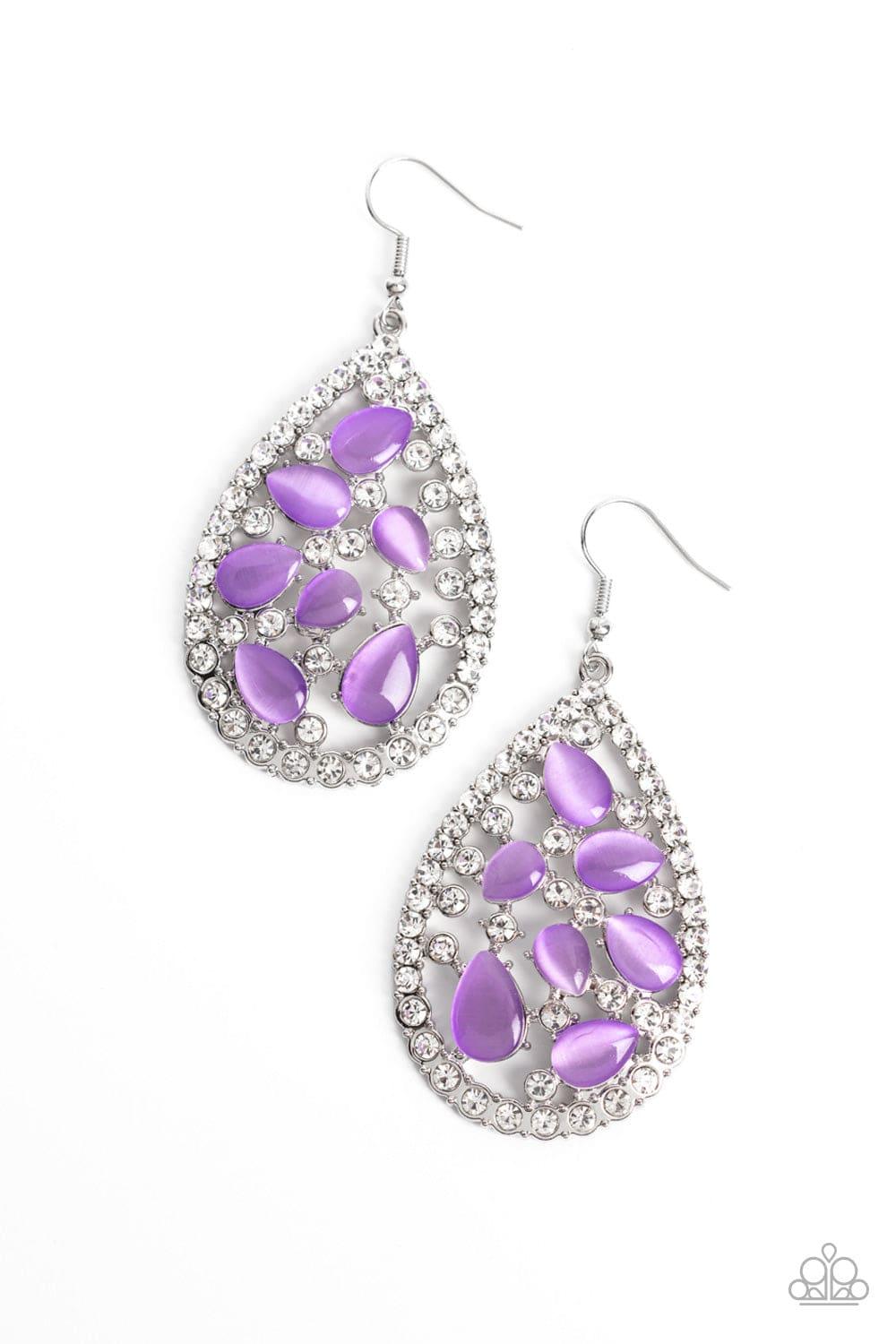 Paparazzi Accessories - Cats Eye Class - Purple Earrings - Bling by JessieK