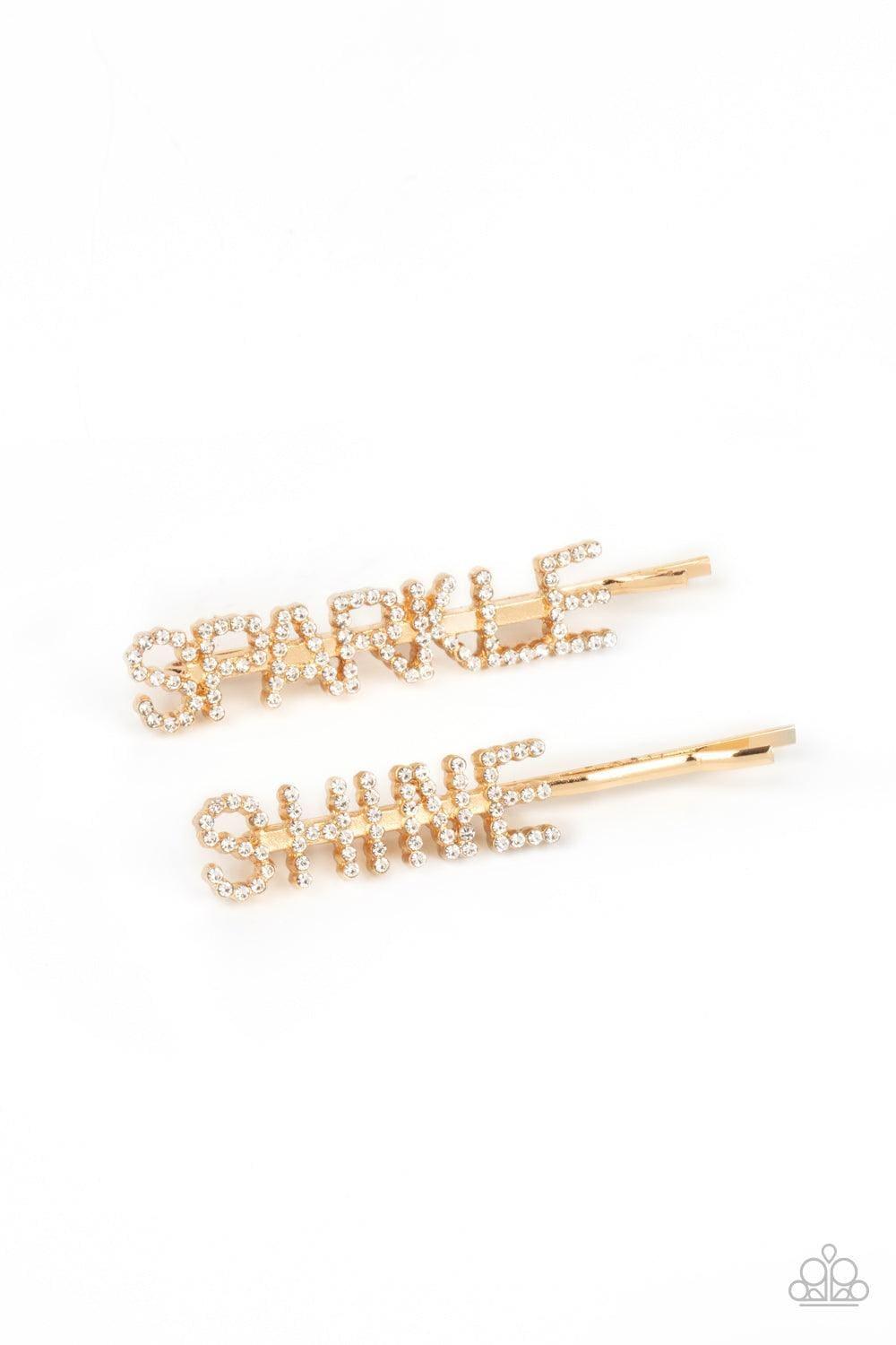 Paparazzi Accessories - Center Of The Sparkle-verse - Gold Hair Pins - Bling by JessieK