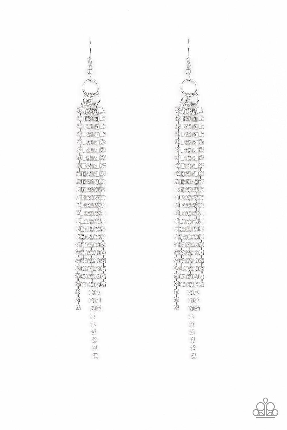 Paparazzi Accessories - Center Stage Status - White Earrings - Bling by JessieK