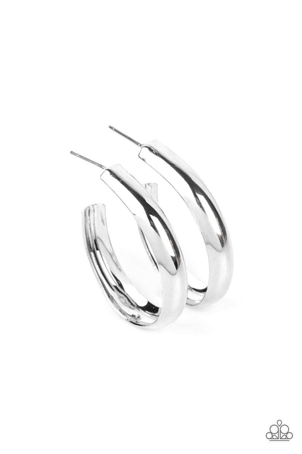 Paparazzi Accessories - Champion Curves - Silver Hoop Earrings - Bling by JessieK