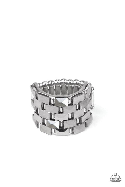 Paparazzi Accessories - Checkered Couture - Silver Ring - Bling by JessieK