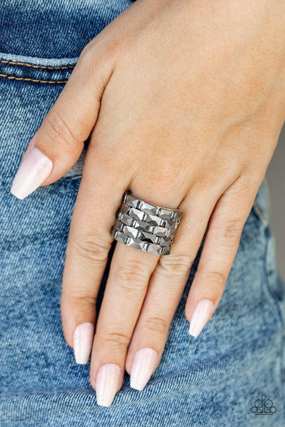 Paparazzi Accessories - Checkered Couture - Silver Ring - Bling by JessieK