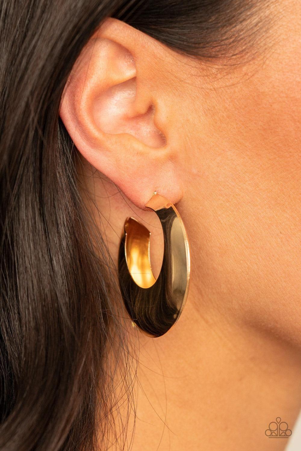 Paparazzi Accessories - Chic Crescento - Gold Earrings - Bling by JessieK