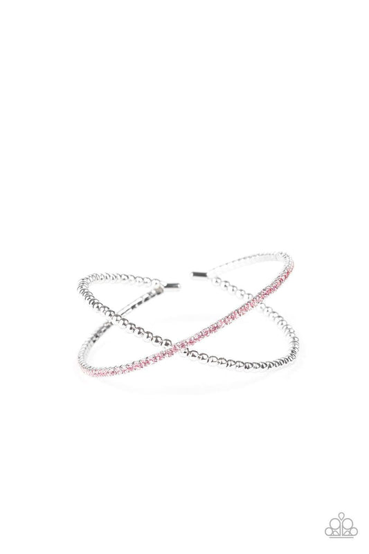 Paparazzi Accessories - Chicly Crisscrossed - Pink Bracelet - Bling by JessieK
