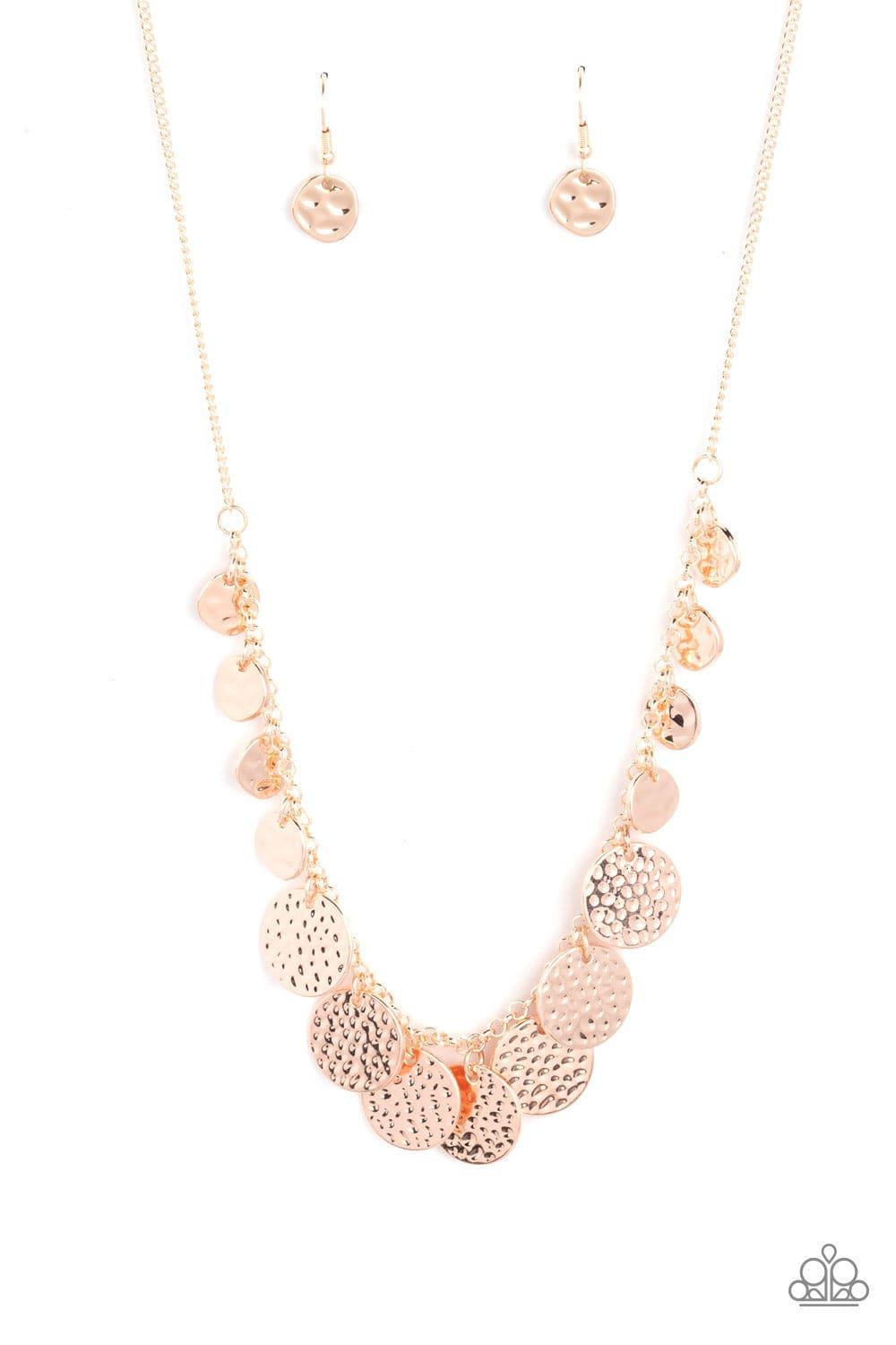 Paparazzi Accessories - Chime Warp - Rose Gold Necklace - Bling by JessieK