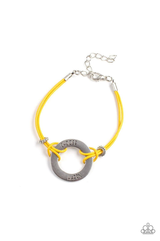 Paparazzi Accessories - Choose Happy - Yellow Bracelet - Bling by JessieK