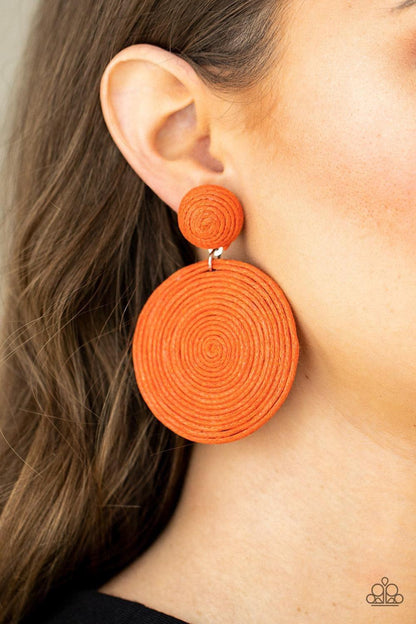 Paparazzi Accessories - Circulate The Room - Orange Earrings - Bling by JessieK