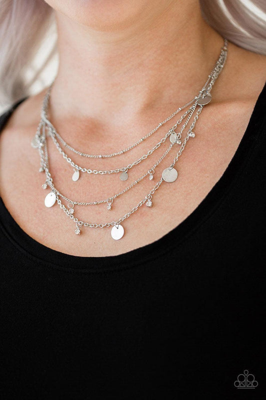 Paparazzi Accessories - Classic Class Act - White Dainty Necklace - Bling by JessieK