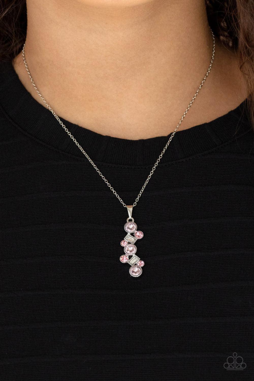 Paparazzi Accessories - Classically Clustered - Pink Dainty Necklace - Bling by JessieK