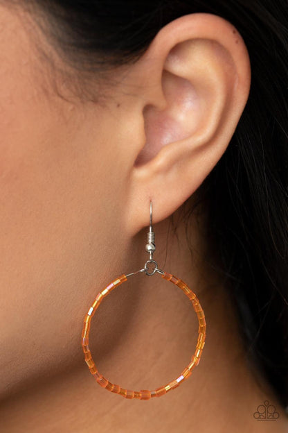 Paparazzi Accessories - Colorfully Curvy - Orange Earrings - Bling by JessieK
