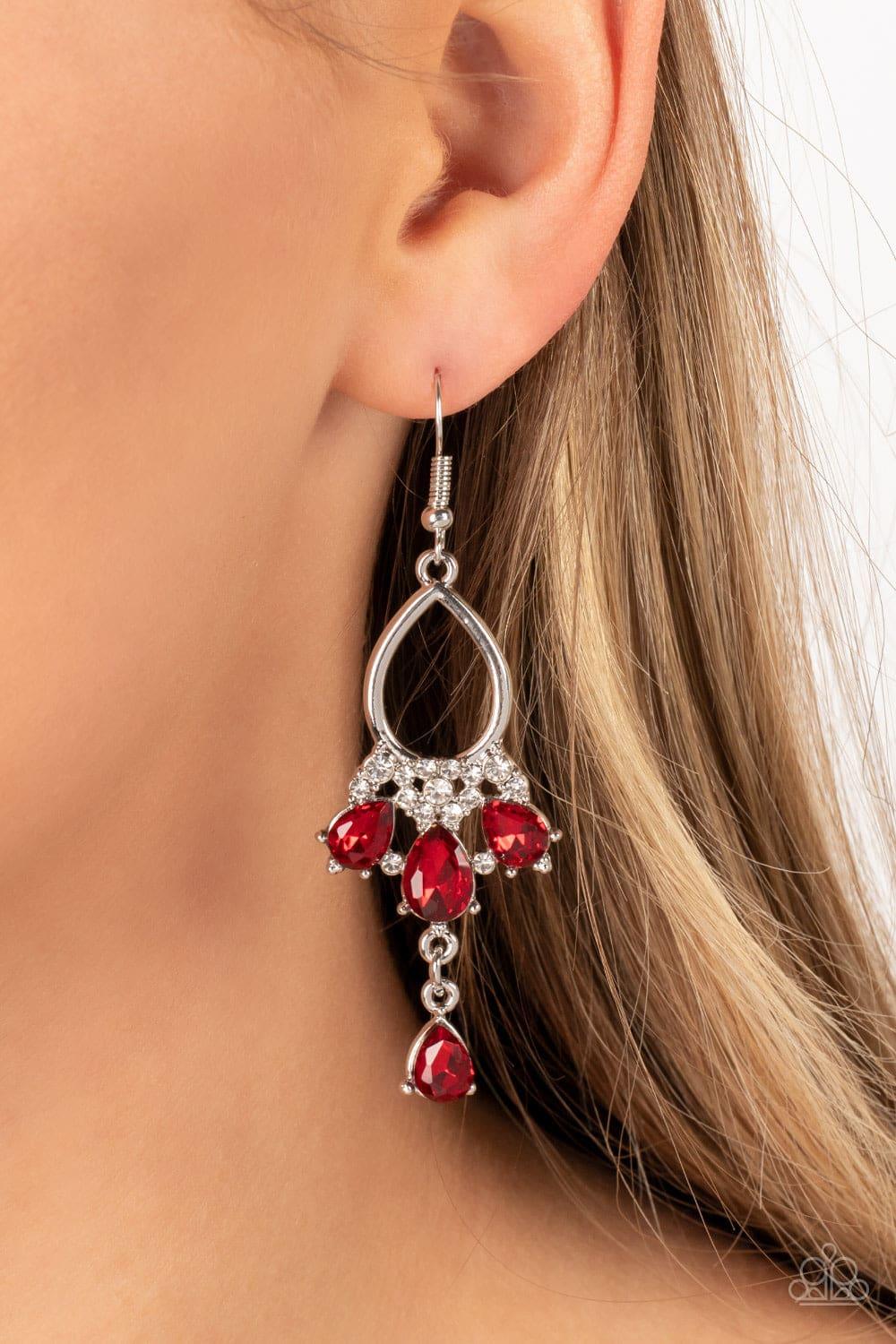 Paparazzi Accessories - Coming In Clutch - Red Earrings - Bling by JessieK