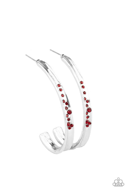 Paparazzi Accessories - Completely Hooked - Red Hoop Earrings - Bling by JessieK