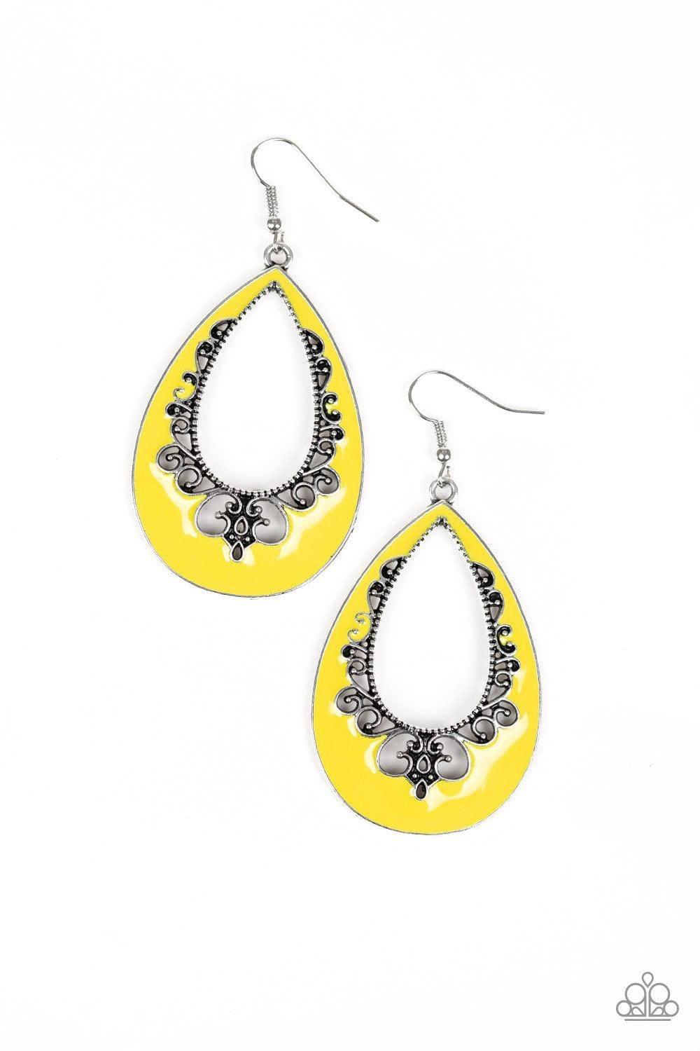 Paparazzi Accessories - Compliments To The Chic - Yellow Earrings - Bling by JessieK