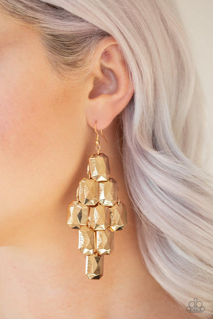 Paparazzi Accessories - Contemporary Catwalk - Gold Earrings - Bling by JessieK