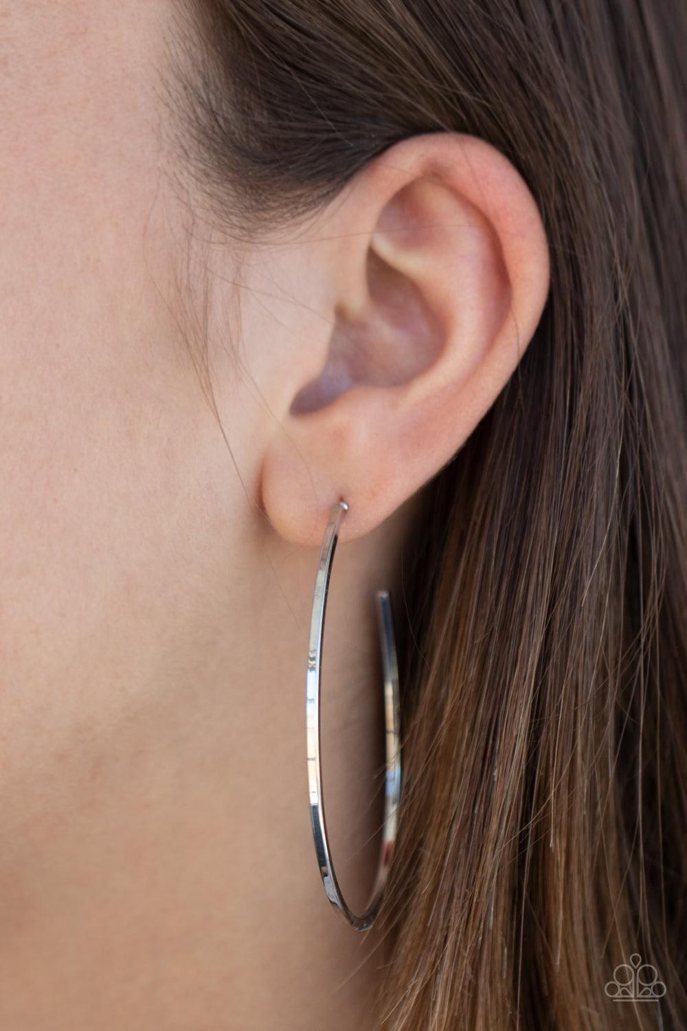Paparazzi Accessories - Cool Curves - Silver Hoop Earrings - Bling by JessieK