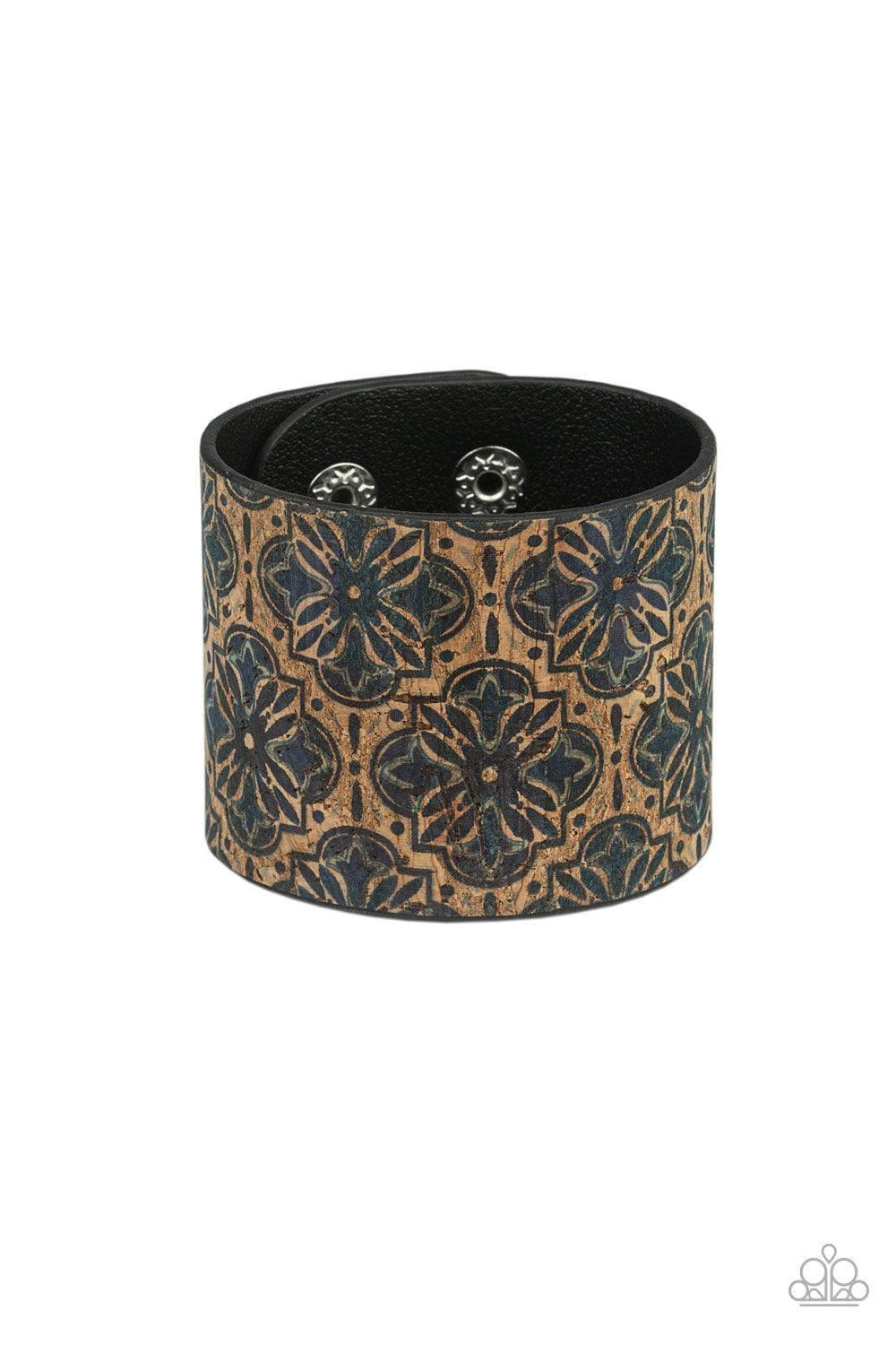 Paparazzi Accessories - Cork Culture - Blue Snap Bracelet - Bling by JessieK