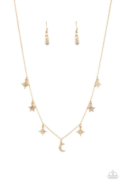 Paparazzi Accessories - Cosmic Runway - Gold Dainty Necklace - Bling by JessieK