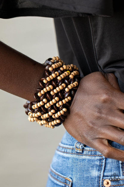 Paparazzi Accessories - Cozy In Cozumel - Brown Bracelet - Bling by JessieK