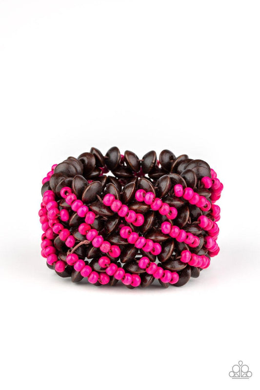 Paparazzi Accessories - Cozy In Cozumel - Pink Bracelet - Bling by JessieK
