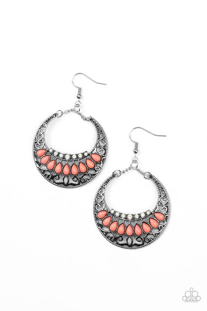 Paparazzi Accessories - Crescent Couture - Orange (Coral) Earrings - Bling by JessieK