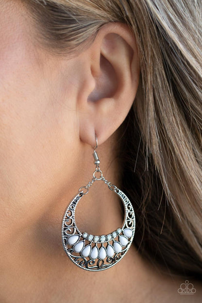 Paparazzi Accessories - Crescent Couture - White Earrings - Bling by JessieK