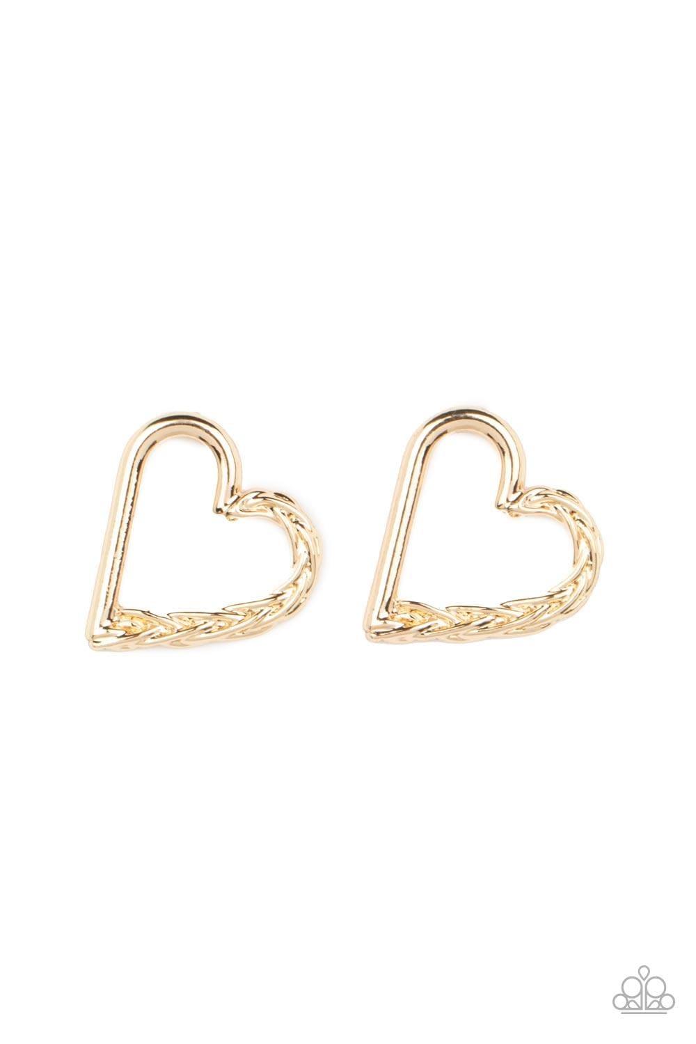 Paparazzi Accessories - Cupid, Who? - Gold Heart Post Earring - Bling by JessieK