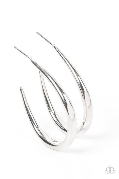 Paparazzi Accessories - Curve Your Appetite - Silver Hoop Earrings - Bling by JessieK