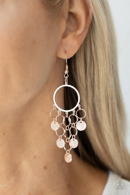 Paparazzi Accessories - Cyber Chime - Rose Gold Earrings - Bling by JessieK