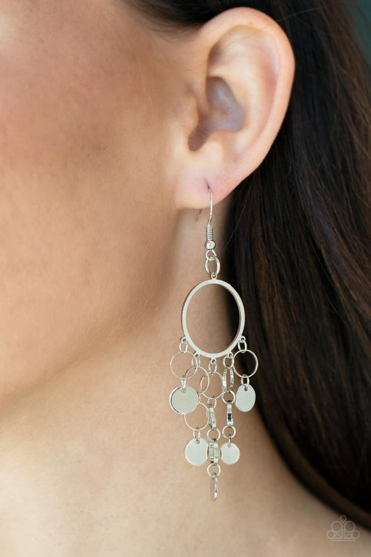 Paparazzi Accessories - Cyber Chime - Silver Earrings - Bling by JessieK