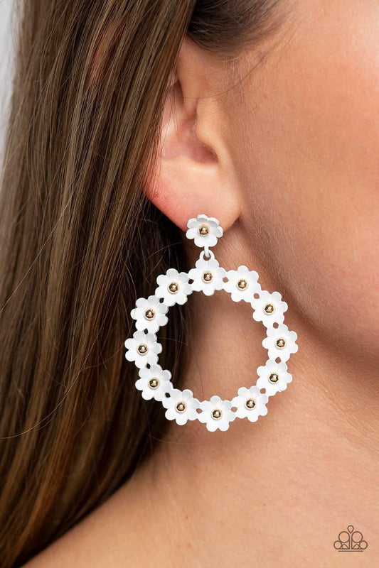 Paparazzi Accessories - Daisy Meadows - White Earrings - Bling by JessieK