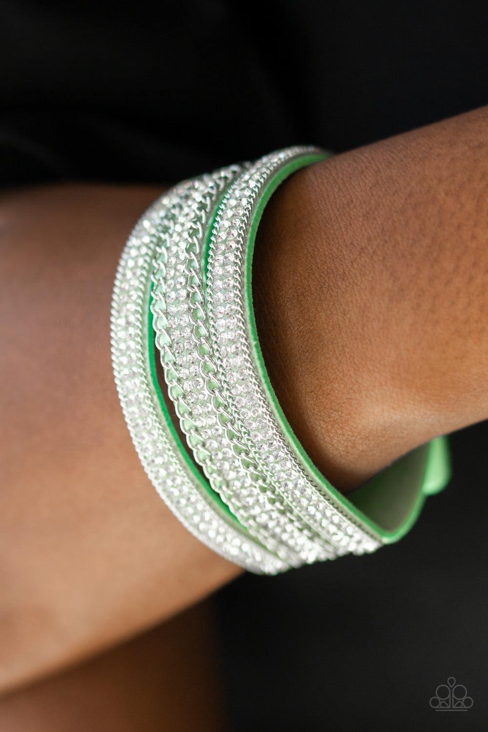 Paparazzi Accessories - Dangerously Drama Queen - Green Snap Bracelet - Bling by JessieK