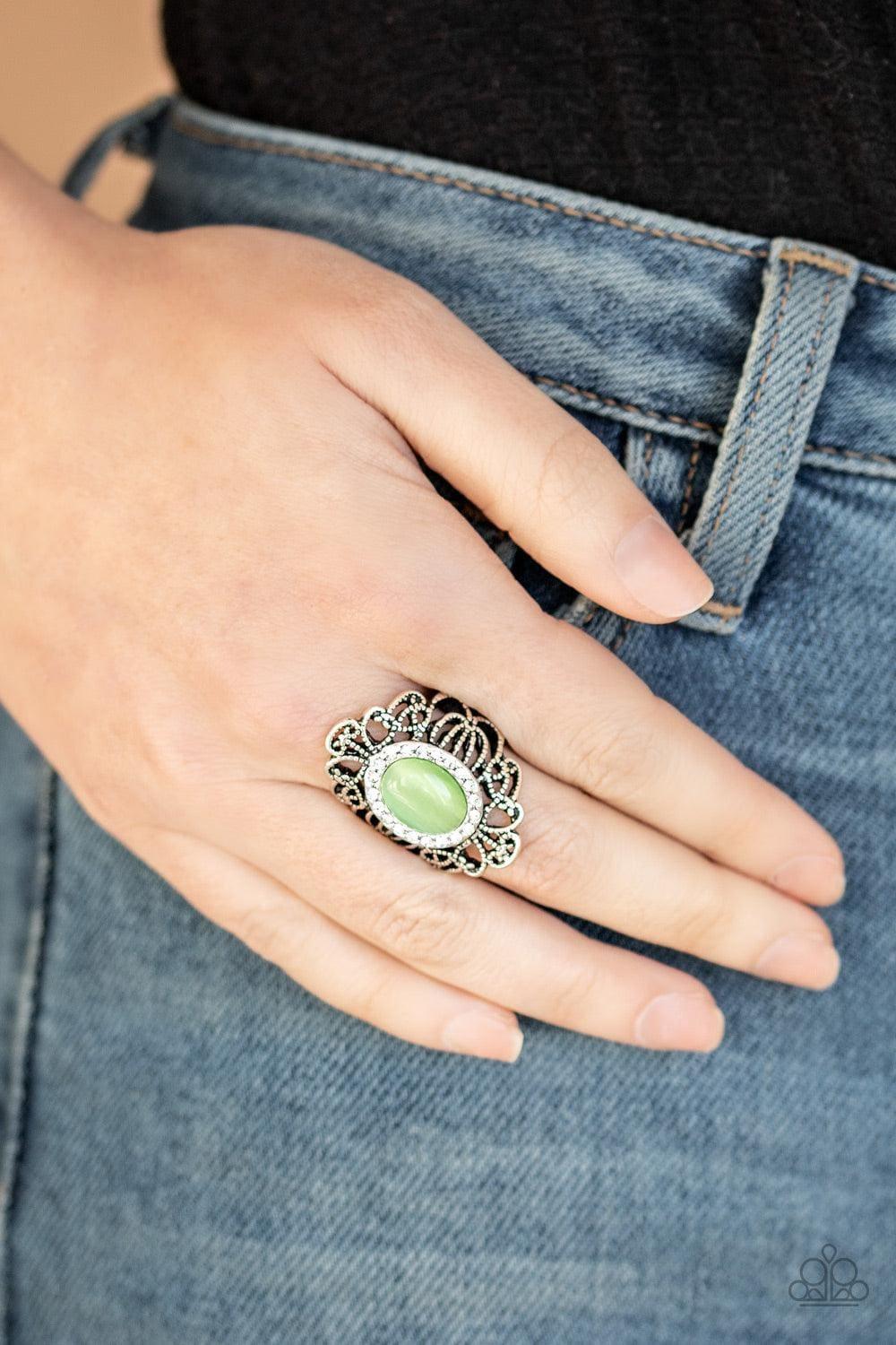 Paparazzi Accessories - Dashingly Dewy - Green Ring - Bling by JessieK