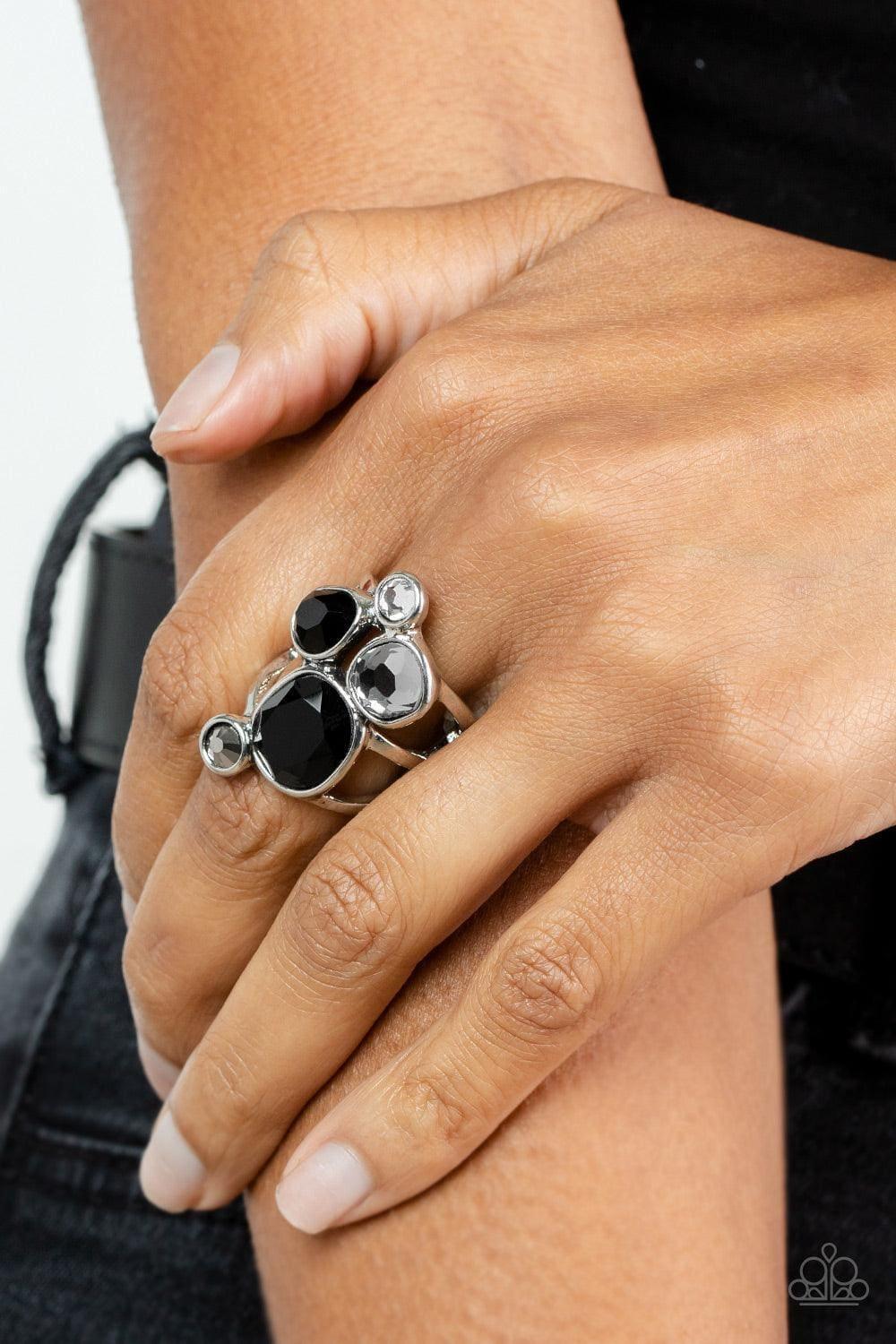 Paparazzi Accessories - Demandingly Duchess - Black Ring - Bling by JessieK